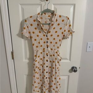 Monteau Polka Dot Button-Up Dress - Size S
